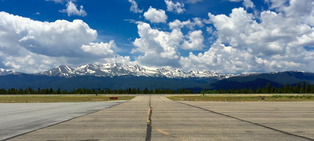 Mountain flying to the highest runway, Leadville, CO